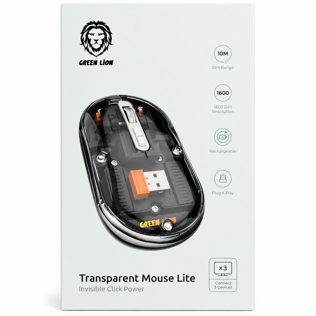  موس بیسیم گرین لاین بلوتوثی transparent mouse lite 